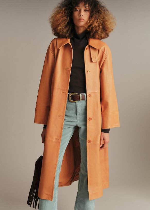 Amaury Coat - Nutmeg - Lamb leather - Sézane