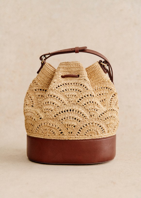 Raffia basket bag top