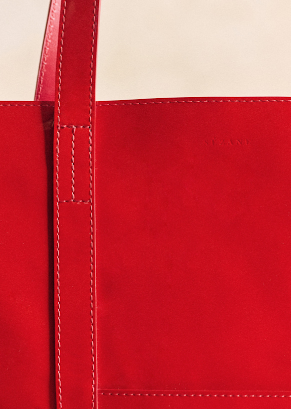 The Tote - バーニッシュレッド - 牛革 - Sézane