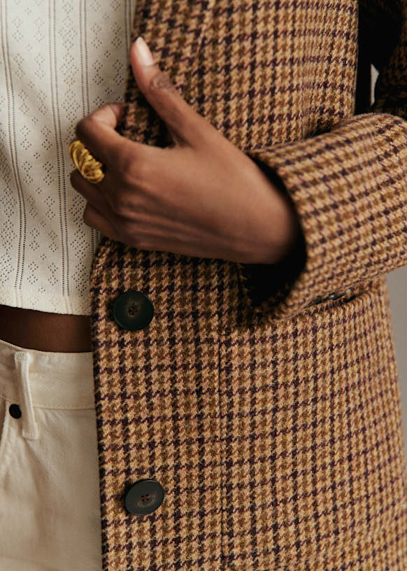 Jack Jacket - Green and Brown check - Wool - Sézane