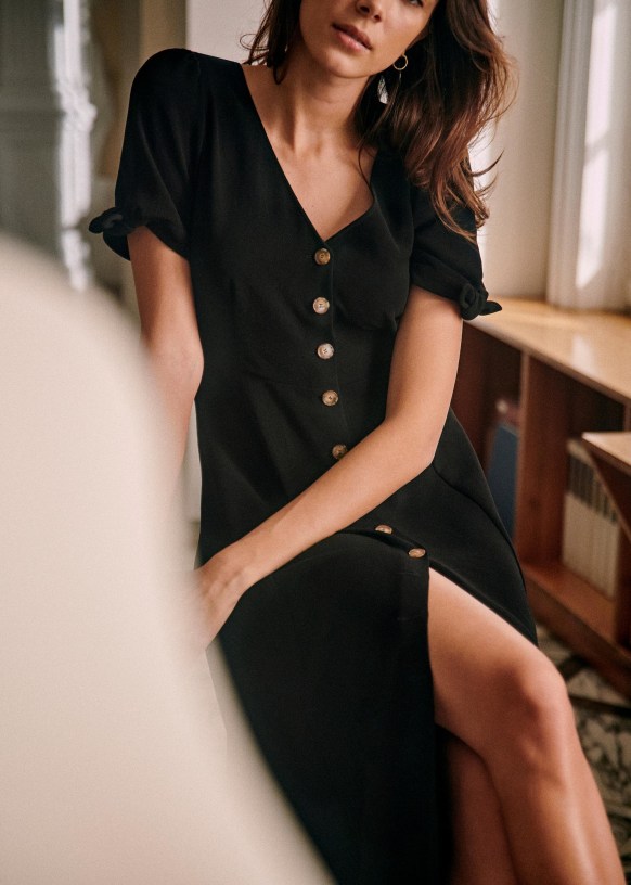 極美品✨Sezane クラッシックボタンダウンドレス　ワンピース　黒 Vic Dress - Black - Viscose - Sézane