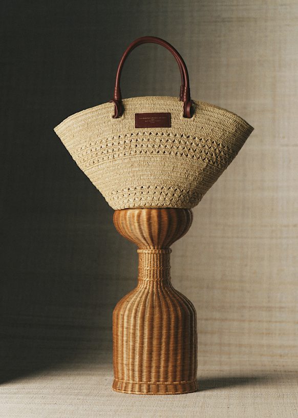 Justine Basket Bag - Natural Perforated Raffia - Raffia - Sézane