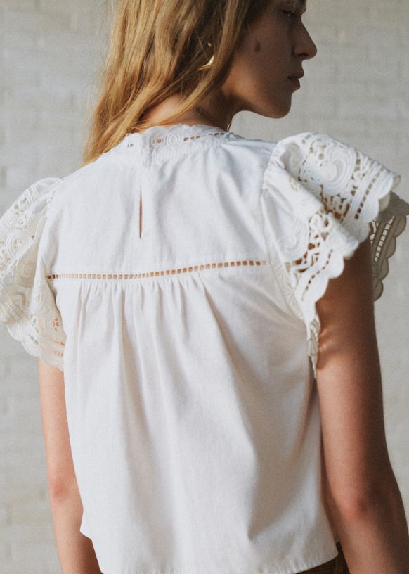 Hella Blouse - Sézane x SEA NY - Plain Ecru Embroidery - Organic