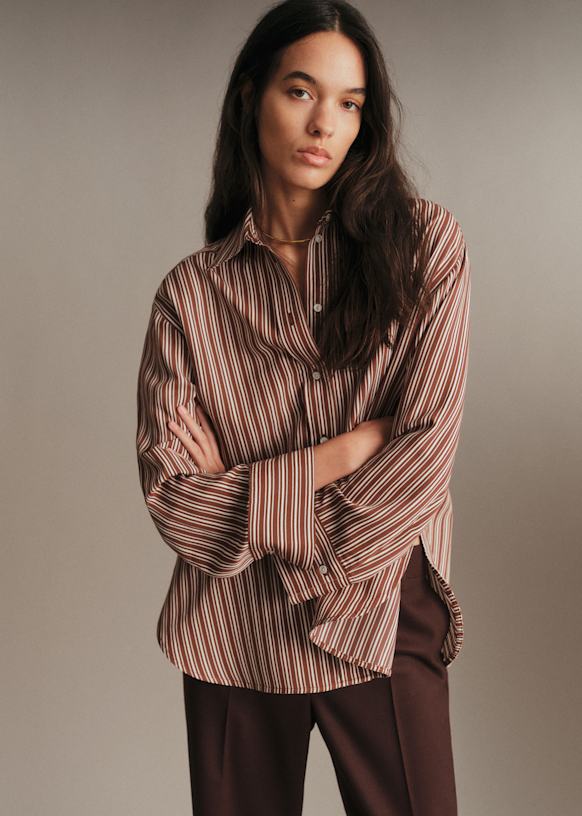 Jade Shirt - Blue / Cream / Burgundy Stripes - Organic cotton 