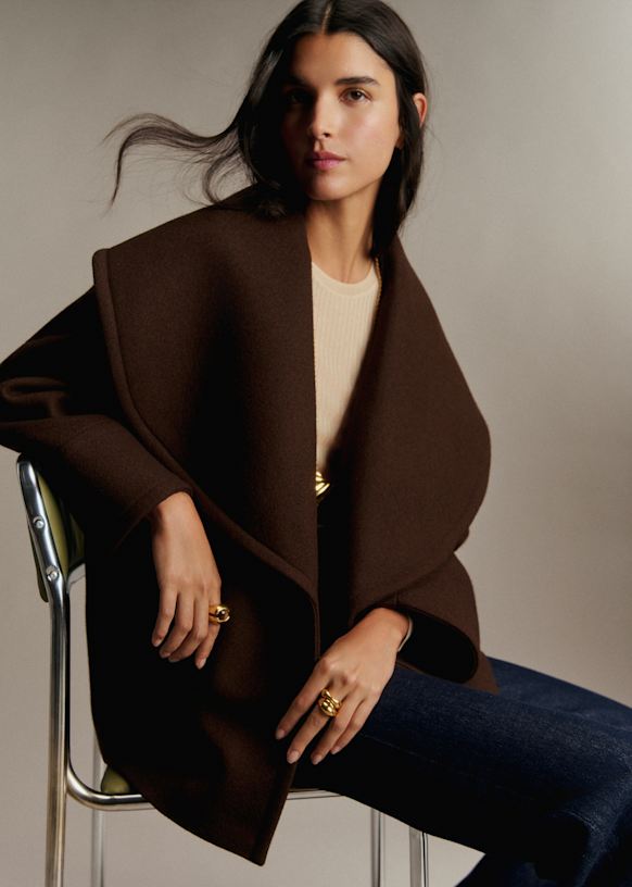 Docoo2 Donatello Coat - Dark Chocolate - Wool - Sézane