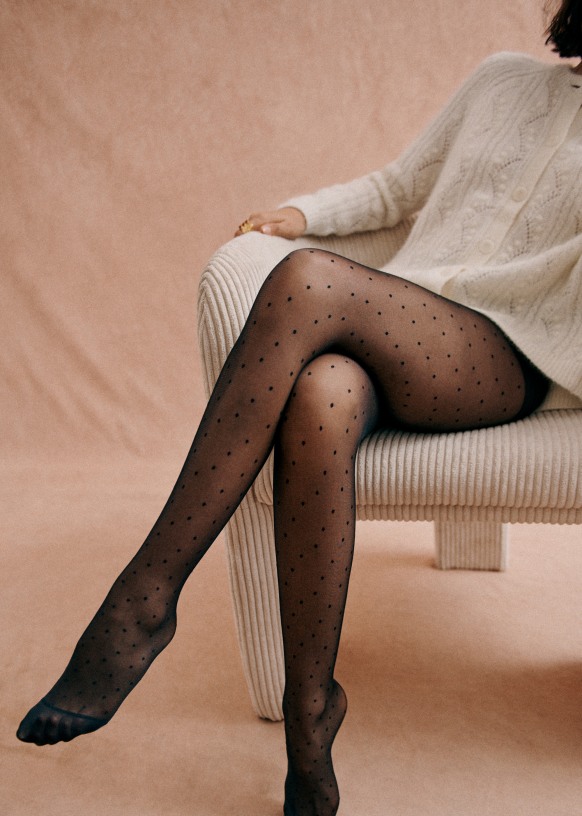 Tights Black polka dots Recycled polyamide Sezane