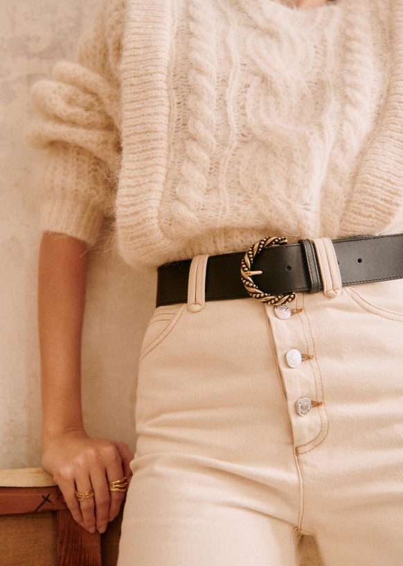 Ava Belt - Denim - Split cowhide leather - Sézane