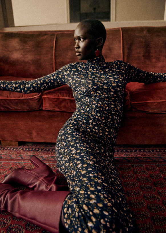 Felicia Dress Navy Miranda print Lyocell Octobre Editions