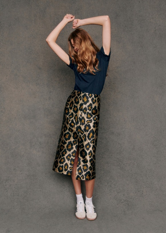 Eloane Skirt Leopard Jacquard Polyester Sezane