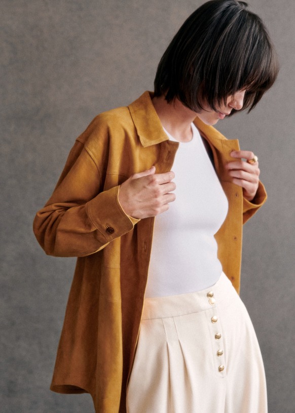 Regine Jacket Ochre Goat leather Sezane