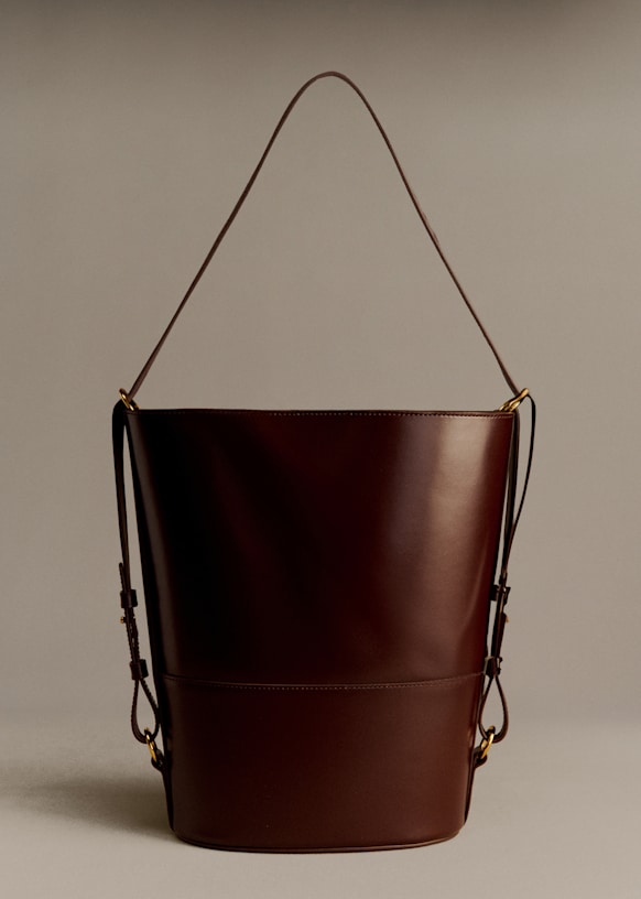 SÉZANE MAXI ギャリー バケット トープ Gary Maxi Bag - Choco - Split cowhide leather - Sézane