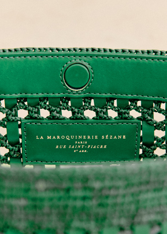 Carmen Pouch Aubergine Leather Raffia Raffia Sezane