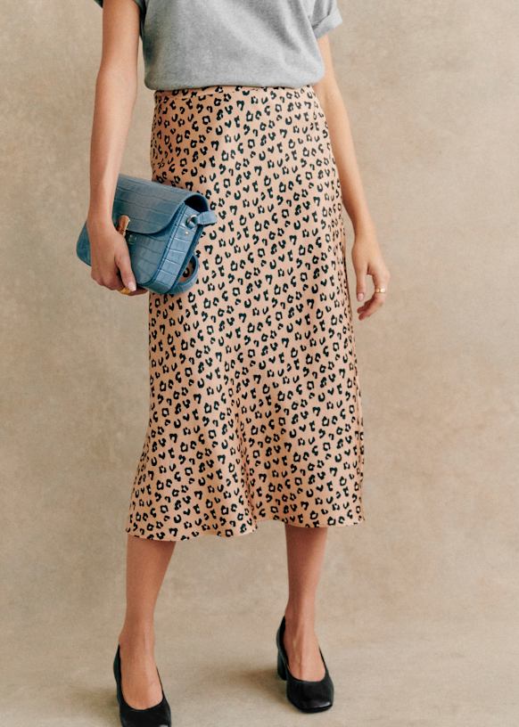 美品 ブルガリア製 Sezane レオパード ロングスカート ヒョウ柄 フレア Sandyスカート - レオパード - ビスコース - Sézane