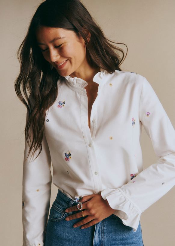 Chemise Erine - Broderie Contrastée Multico Fond Ecru