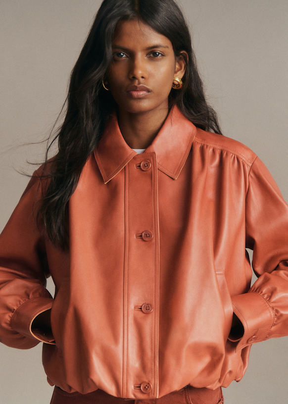 Antonio Jacket - Spice - Lamb leather - Sézane