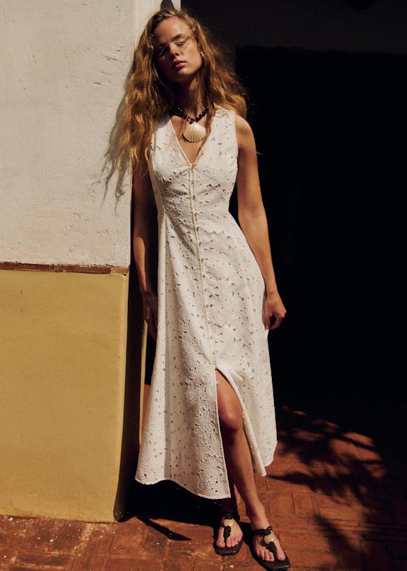 Fitia Dress - Ecru Guipure Lace - Organic Cotton - Szane Fitia Dress - Ecru Guipure Lace - Organic Cotton - Szane