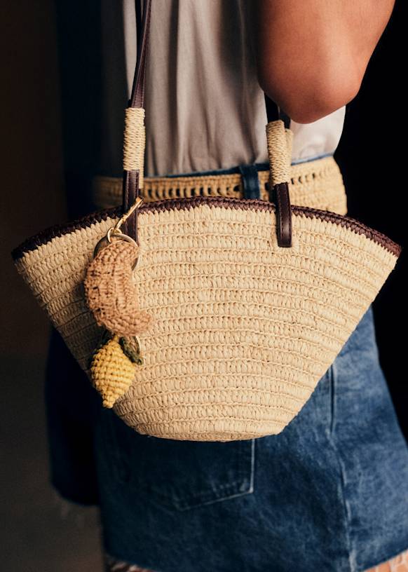 Lemon Bag Accessory - Yellow Raffia - Raffia - Sézane