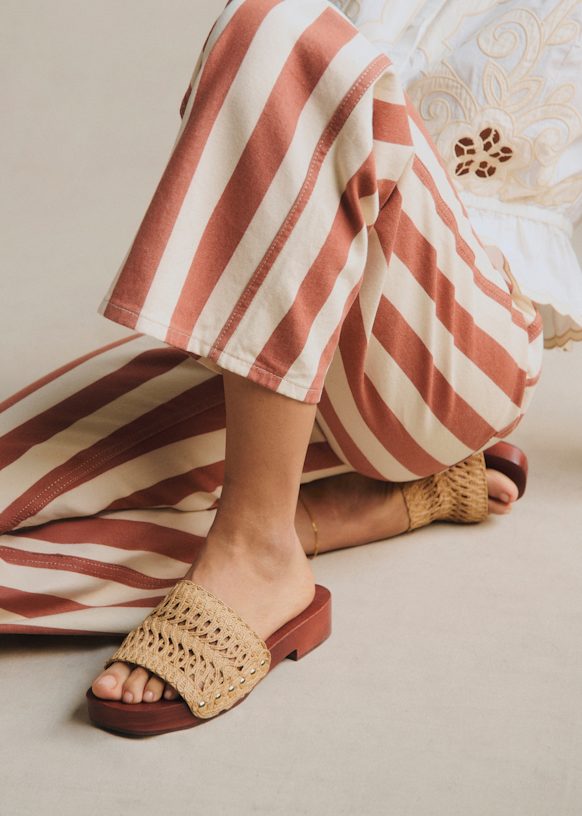 Maria Low Mule - Woven Beige Textile - Raffia - Sézane