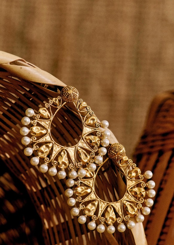 Lucila Earrings Ecru Beads Sézane