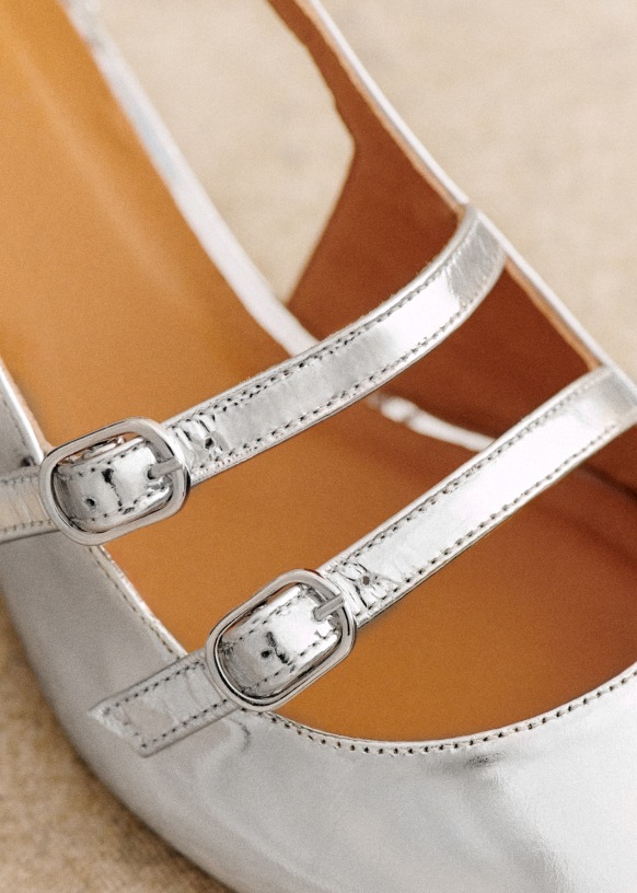 Sezane セザンヌ PAULA ベイビーズ 23cm パンプス Paula Babies - Ecru / Black - Sheep leather - Sézane