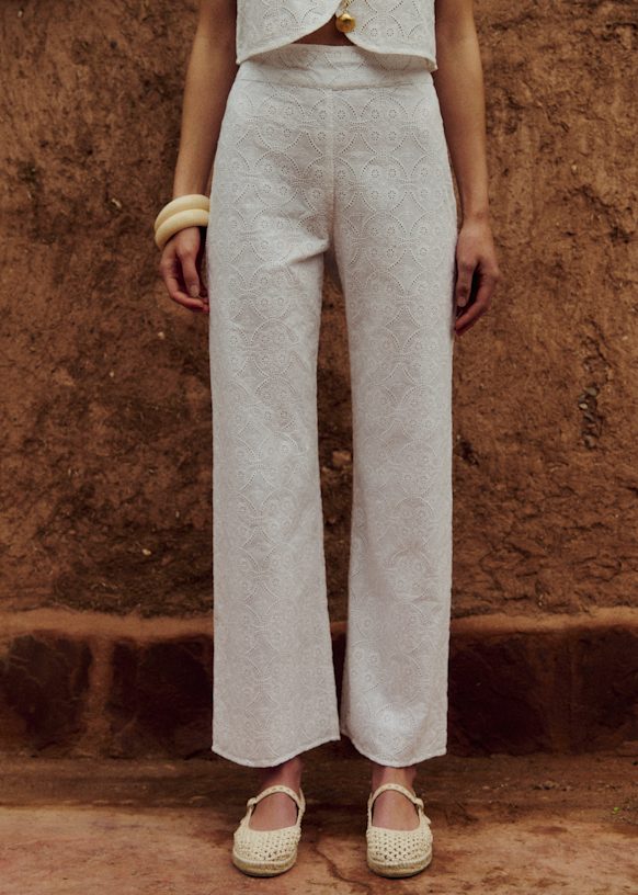 Fausto Trousers - Black with Ecru Zigzag - Viscose ECOVERO