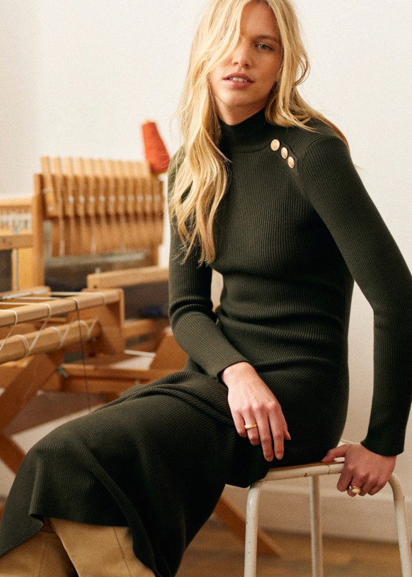 Erine Dress - Olive Green - Merino Wool - Szane Erine Dress - Olive Green - Merino Wool - Szane