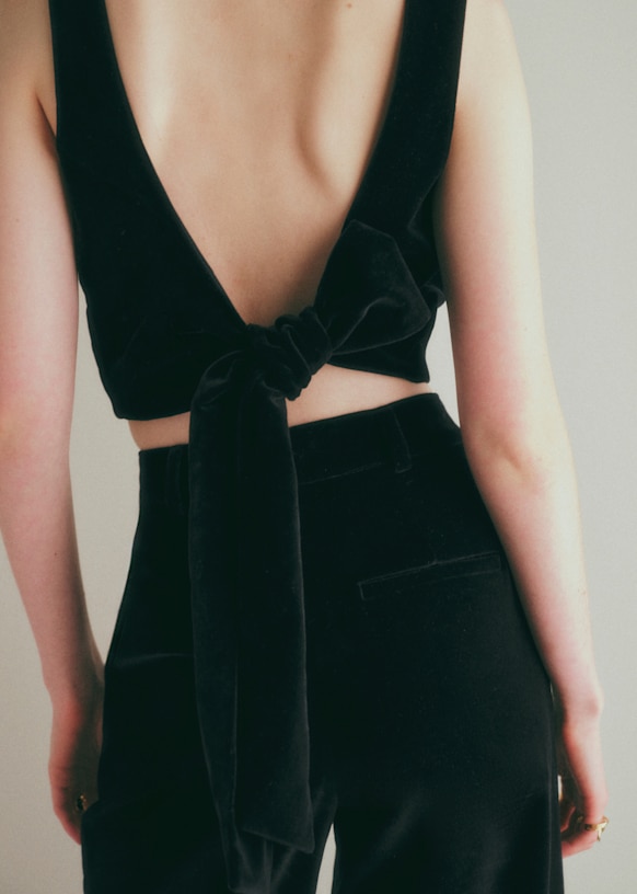 Claire トップス - ブラックベルベット - オーガニックコットン