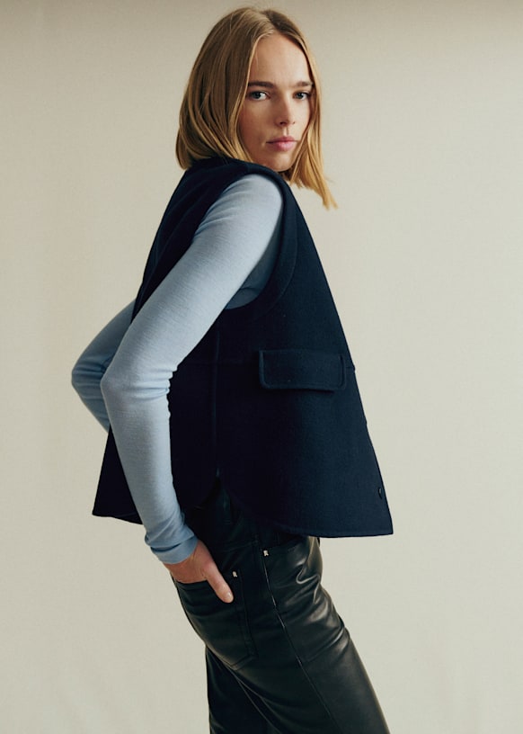 Suzon ジャケット - ネイビーブルー - ウール - Sézane