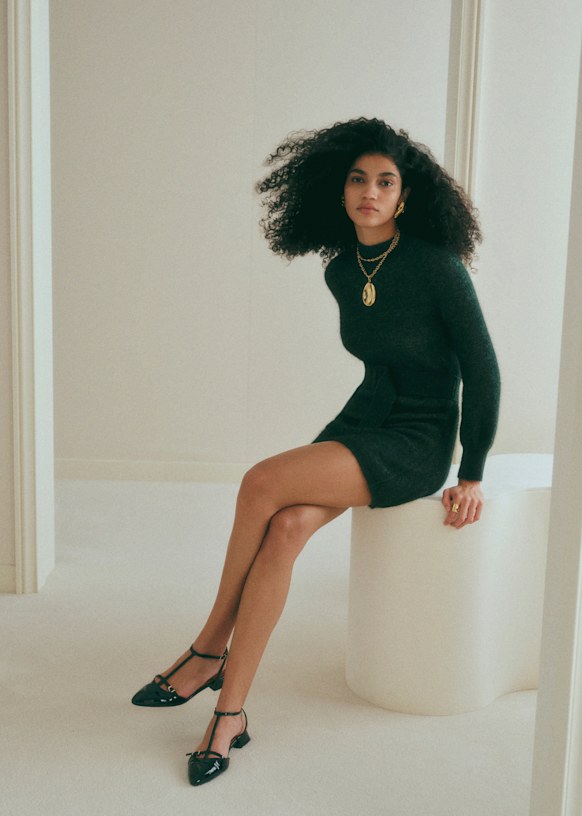 Enola Dress - Dark Green - Merino Wool - Sézane