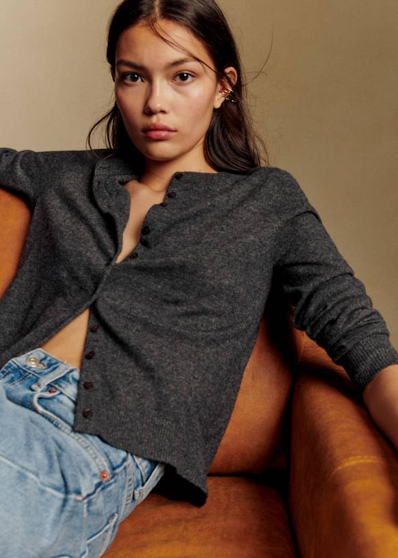 Lisa Cardigan - Charcoal Grey - Yak Wool - Sézane