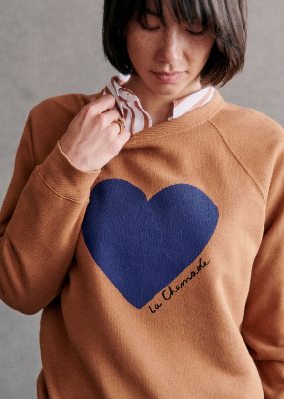 Sezane heart sweatshirt hotsell