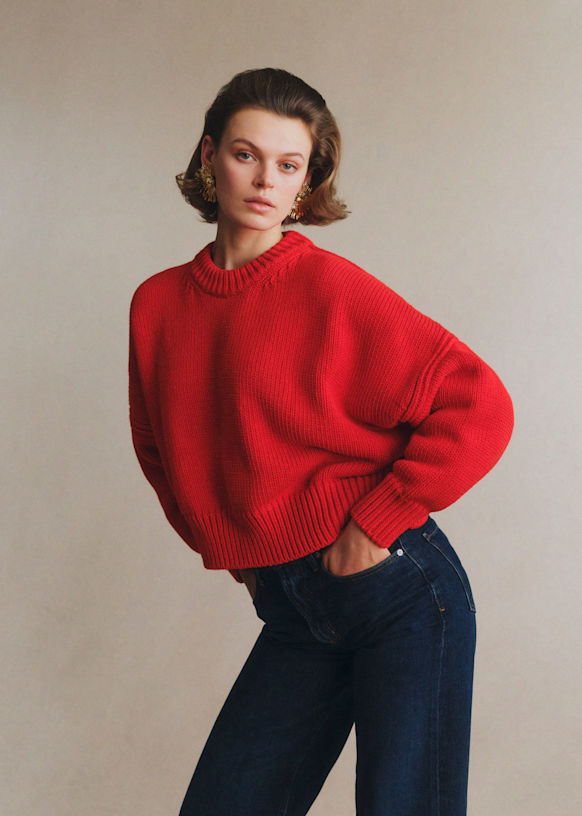 Virgil セーター - レッド - オーガニックコットン - オーガニック織物