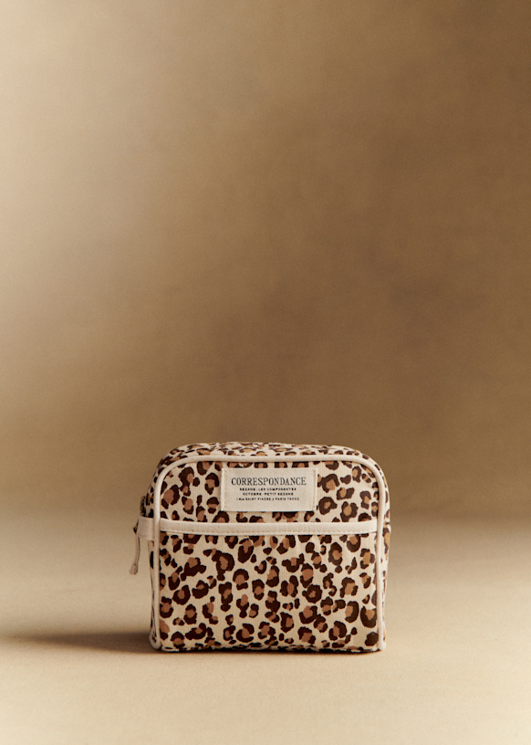 メイクアップバッグ - レオパード - コットン - Sézane