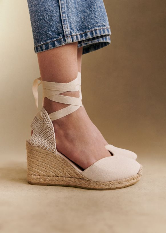 Diane エスパドリーユ - ブラックキャンバス - コットン生地 - Sézane