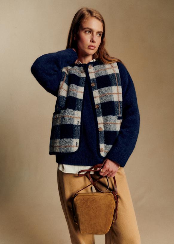 Fred Jacket - Blue and Ecru Checks - Recycled polyester - Sézane
