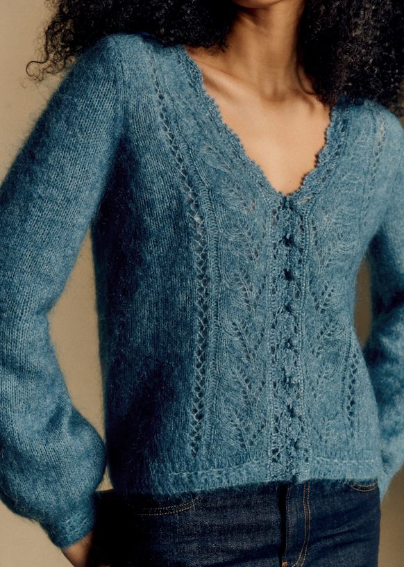 Angelo Cardigan - Slate Blue - Kid mohair - Sézane