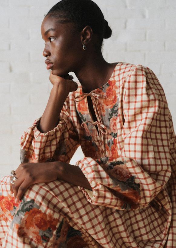 Dakila Dress - Sézane x SEA NY - Checked Print with Floral