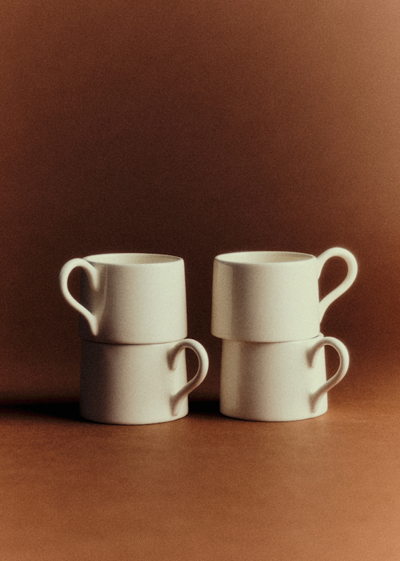 Set of 4 espresso cups - Pink - Ceramics, porcelain and