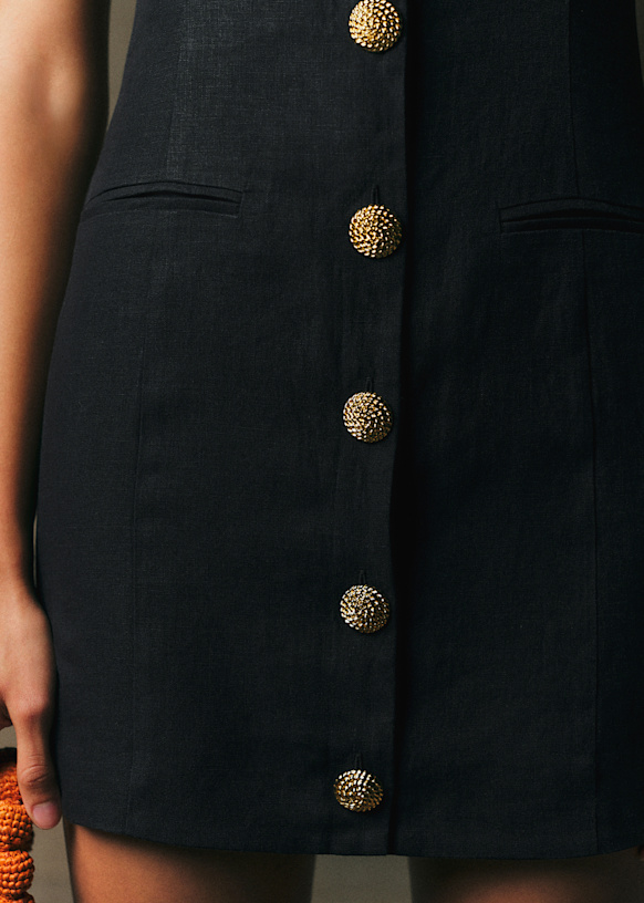 Josia Dress - Black - Linen - Szane