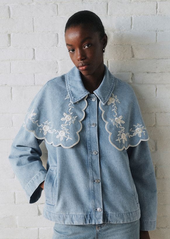 JOSEPHY Jacket - Sézane x SEA NY - Denim Blue with Cream