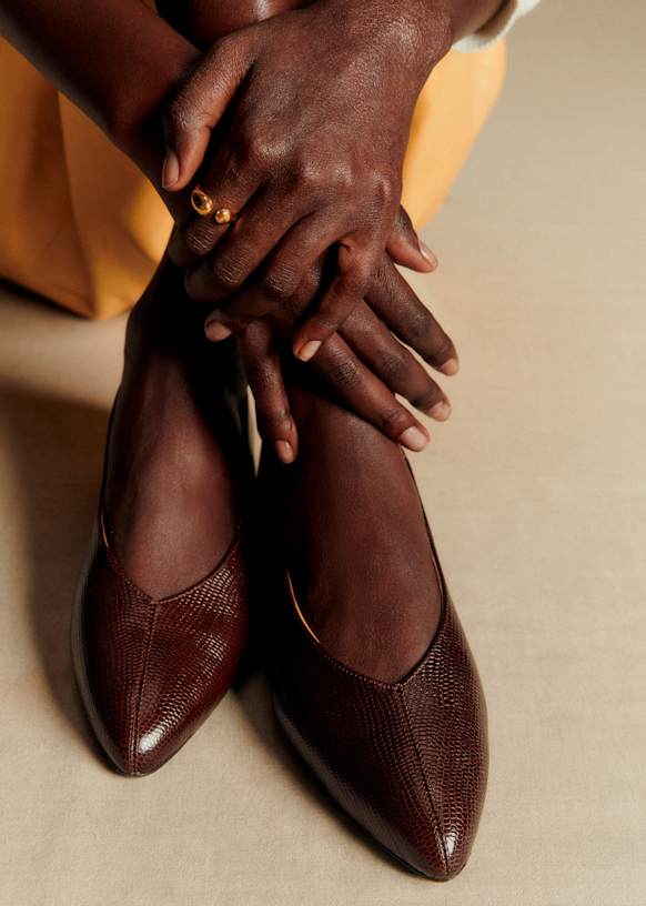 Bertille Ballerinas - Chocolate Tejus leather