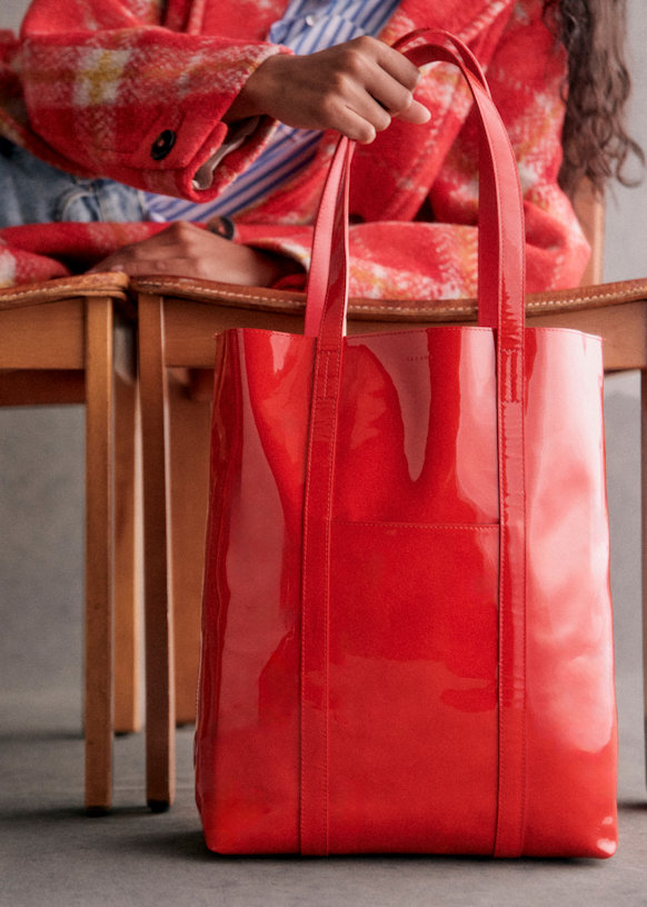 The Tote Patent Red Bovine leather Sezane