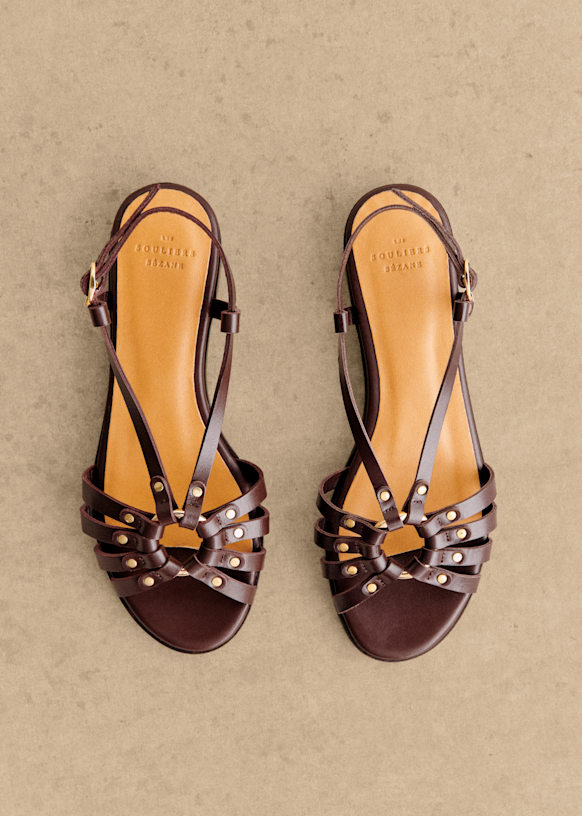 Iris Low Sandals - Smooth Chocolate - Bovine leather - Sézane