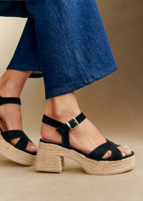 Manon エスパドリーユ - ブラック - スプリットカウハイドレザー - Sézane