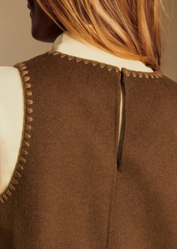 Sanja Dress - Khaki / Black - Wool - Sézane