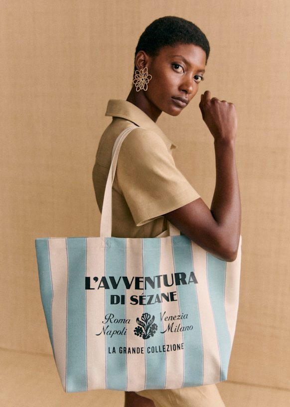 L'Avventura Tote Bag - Green - Cotton - Sézane