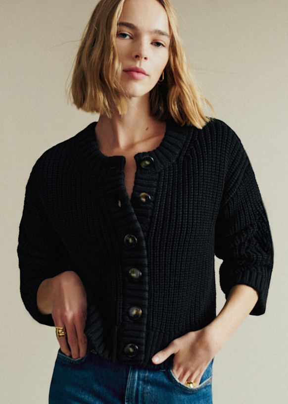 Paolo カーディガン - ブラック - メリノウール - Sézane