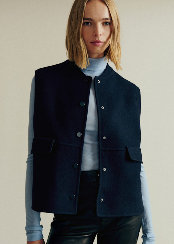 Suzon Jacket - Navy Blue - Wool - Octobre Éditions