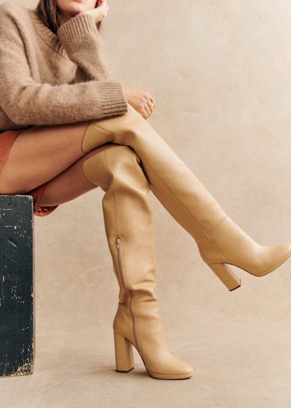 Apolline Thigh High Boots - Smooth Chocolate - Sézane