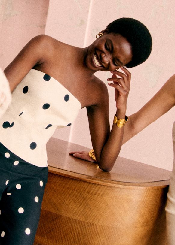 Adriel Blouse - Black Polka Dots on White - Linen - Sézane